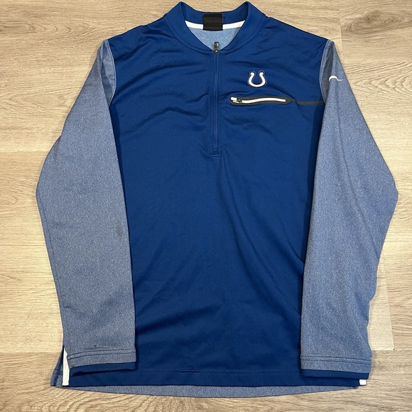 Nike Indianapolis Colts 1/4 Zip Pullover Shirt Mens Medium‎ Blue Dri Fit - Picture 1 of 4